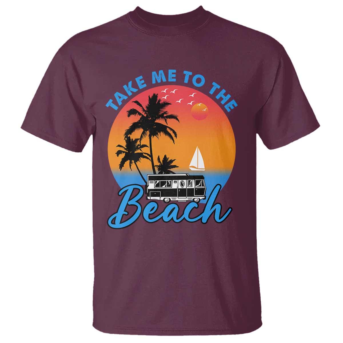 Summer Vibe T Shirt Retro Sunset Take Me To The Beach - Wonder Print Shop