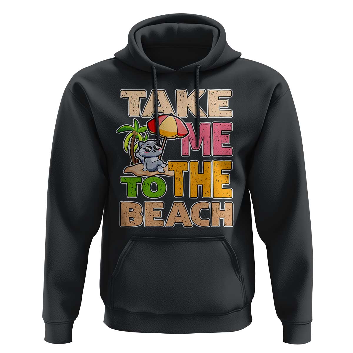 Summer Vibe Funny Cat Hoodie Take Me To The Beach - Wonder Print Shop