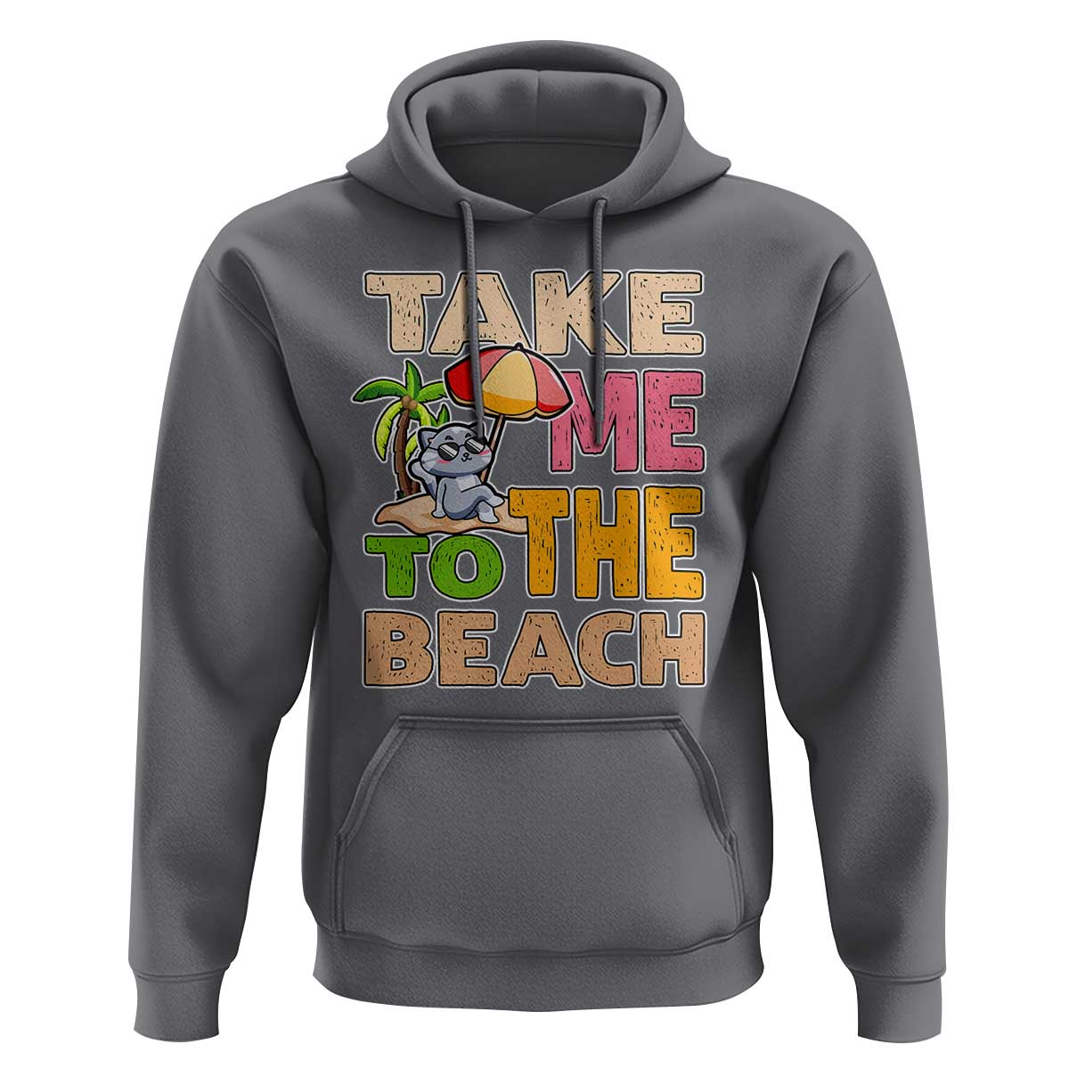 Summer Vibe Funny Cat Hoodie Take Me To The Beach - Wonder Print Shop