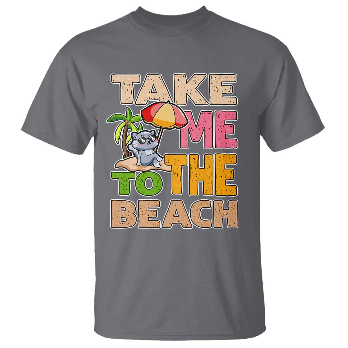 Summer Vibe Funny Cat T Shirt Take Me To The Beach - Wonder Print Shop