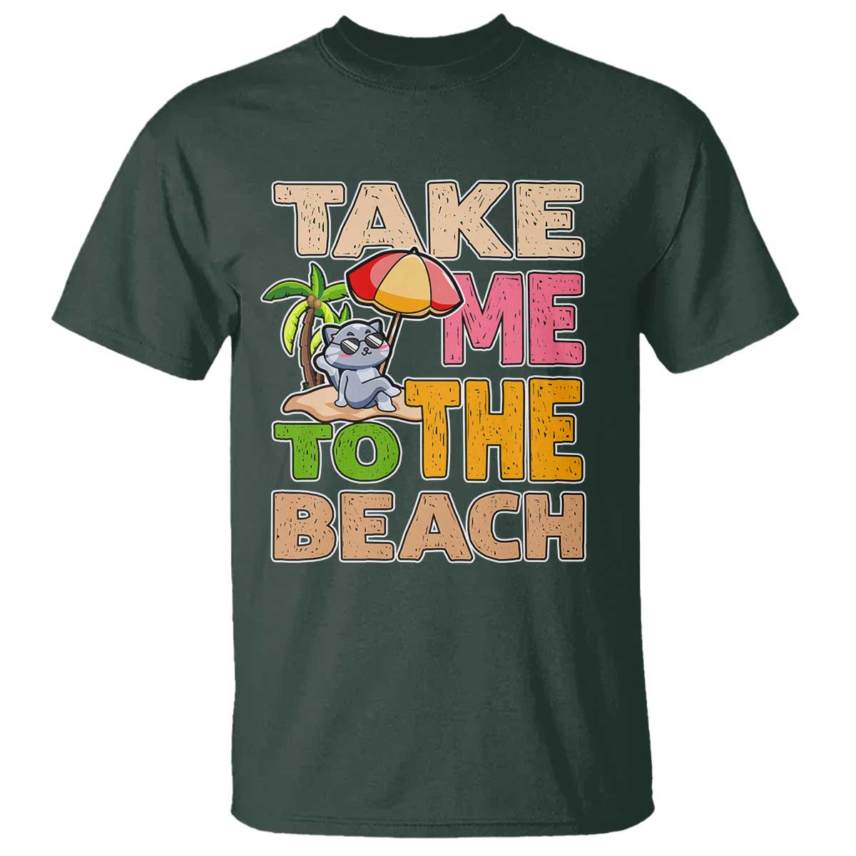 Summer Vibe Funny Cat T Shirt Take Me To The Beach - Wonder Print Shop
