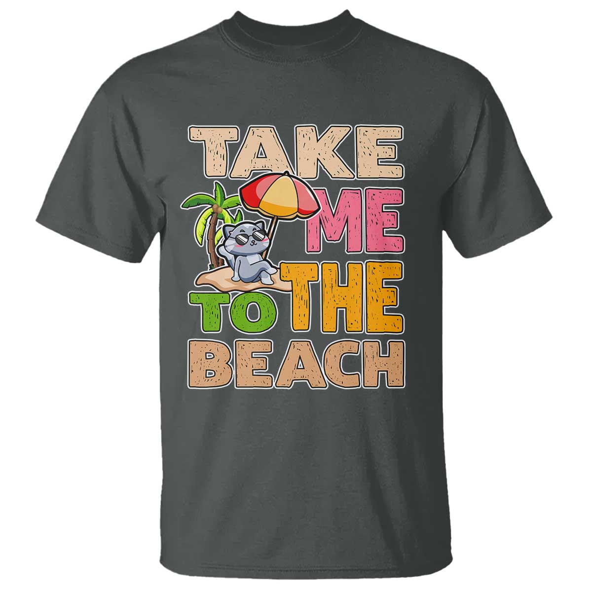 Summer Vibe Funny Cat T Shirt Take Me To The Beach - Wonder Print Shop