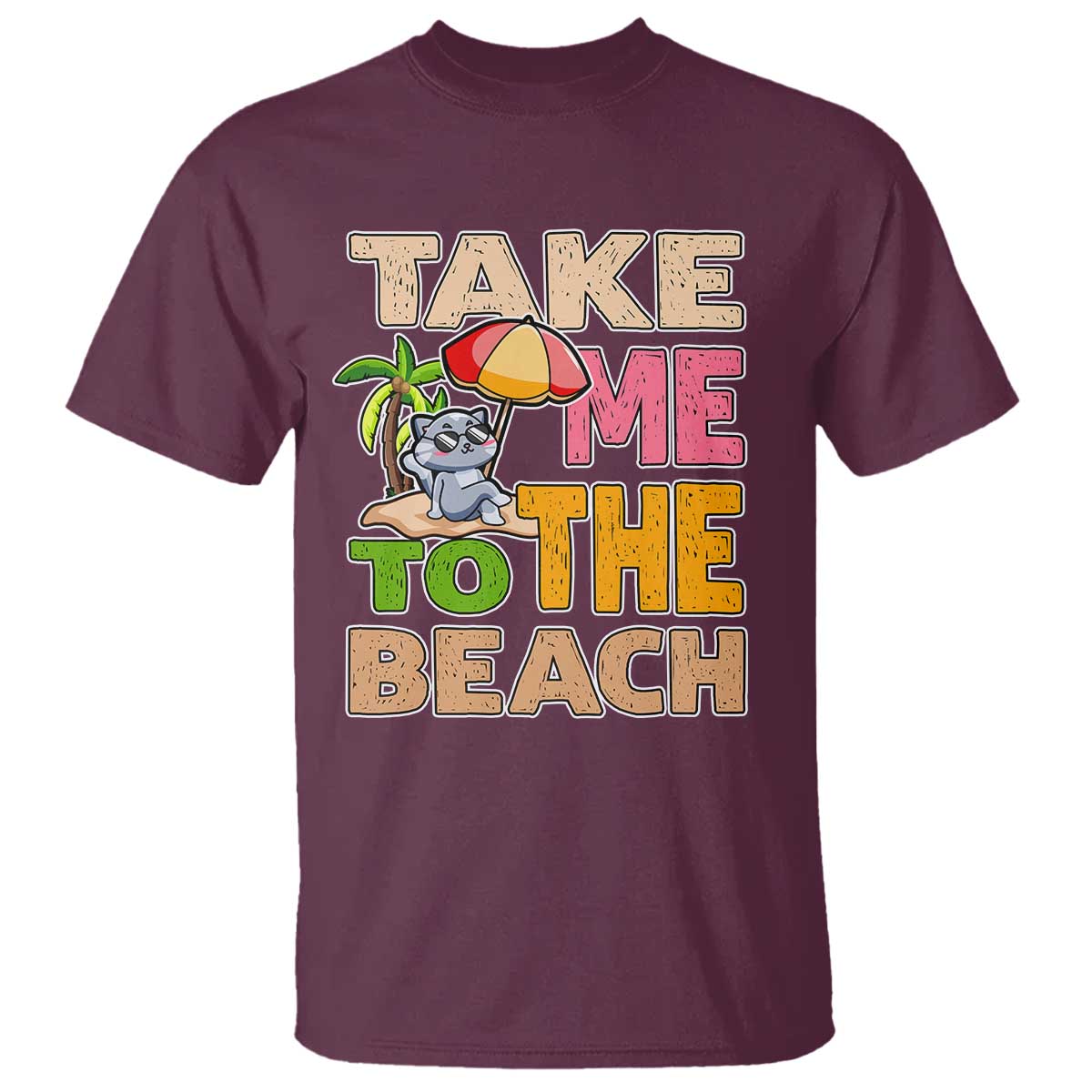 Summer Vibe Funny Cat T Shirt Take Me To The Beach - Wonder Print Shop