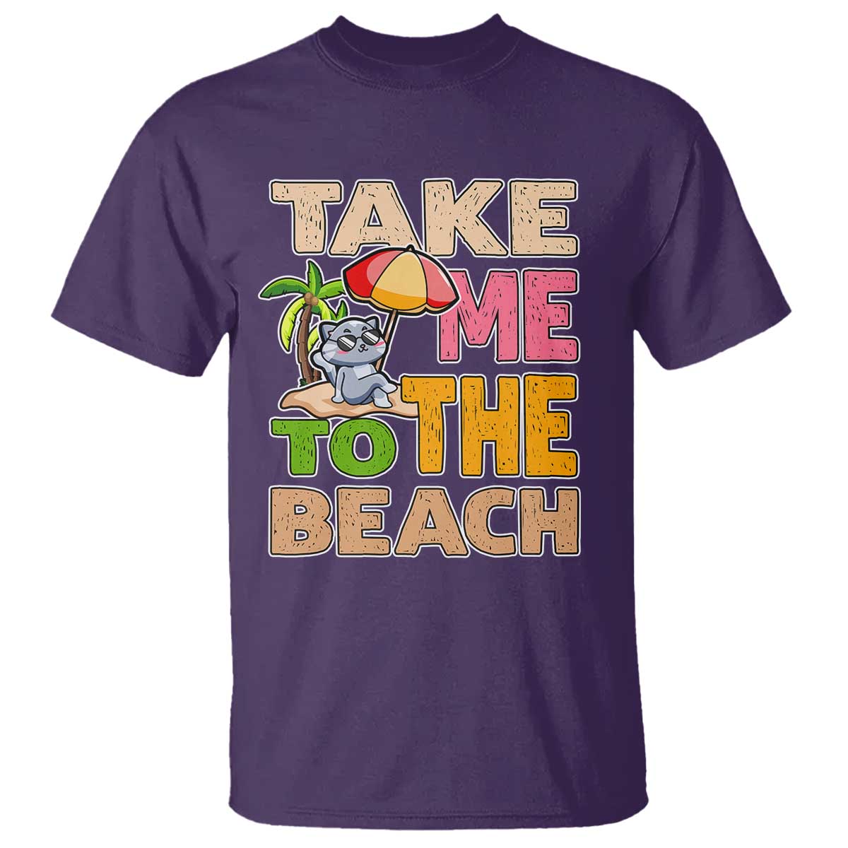 Summer Vibe Funny Cat T Shirt Take Me To The Beach - Wonder Print Shop