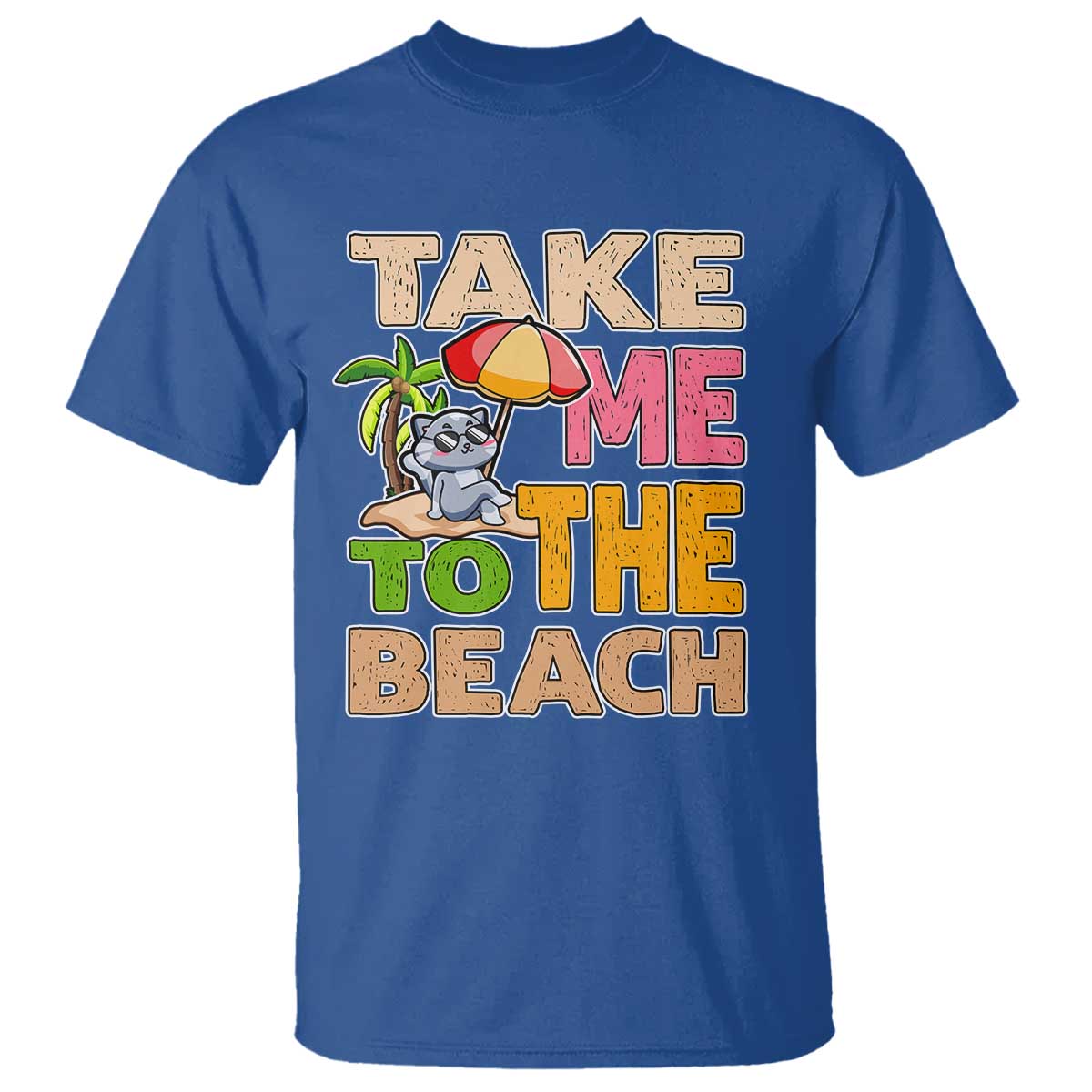 Summer Vibe Funny Cat T Shirt Take Me To The Beach - Wonder Print Shop