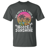 Funny Liquor Lover T Shirt The Only B.S. I Need Is Booze & Sunshine Spirit Retro Sunset Summer - Wonder Print Shop