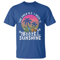 Funny Liquor Lover T Shirt The Only B.S. I Need Is Booze & Sunshine Spirit Retro Sunset Summer - Wonder Print Shop