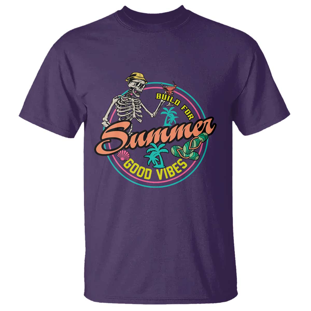 Summer Vibe Skeleton T Shirt Build For Summer Good Vibes Chilln' - Wonder Print Shop