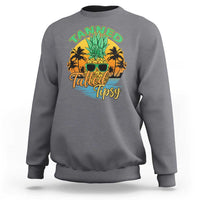 Summer Vibe Sweatshirt Tanned Tatted Tipsy Funny Pineapple Retro Sunset - Wonder Print Shop