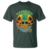 Summer Vibe T Shirt Tanned Tatted Tipsy Funny Pineapple Retro Sunset - Wonder Print Shop