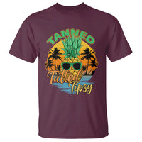 Summer Vibe T Shirt Tanned Tatted Tipsy Funny Pineapple Retro Sunset - Wonder Print Shop