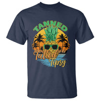 Summer Vibe T Shirt Tanned Tatted Tipsy Funny Pineapple Retro Sunset - Wonder Print Shop