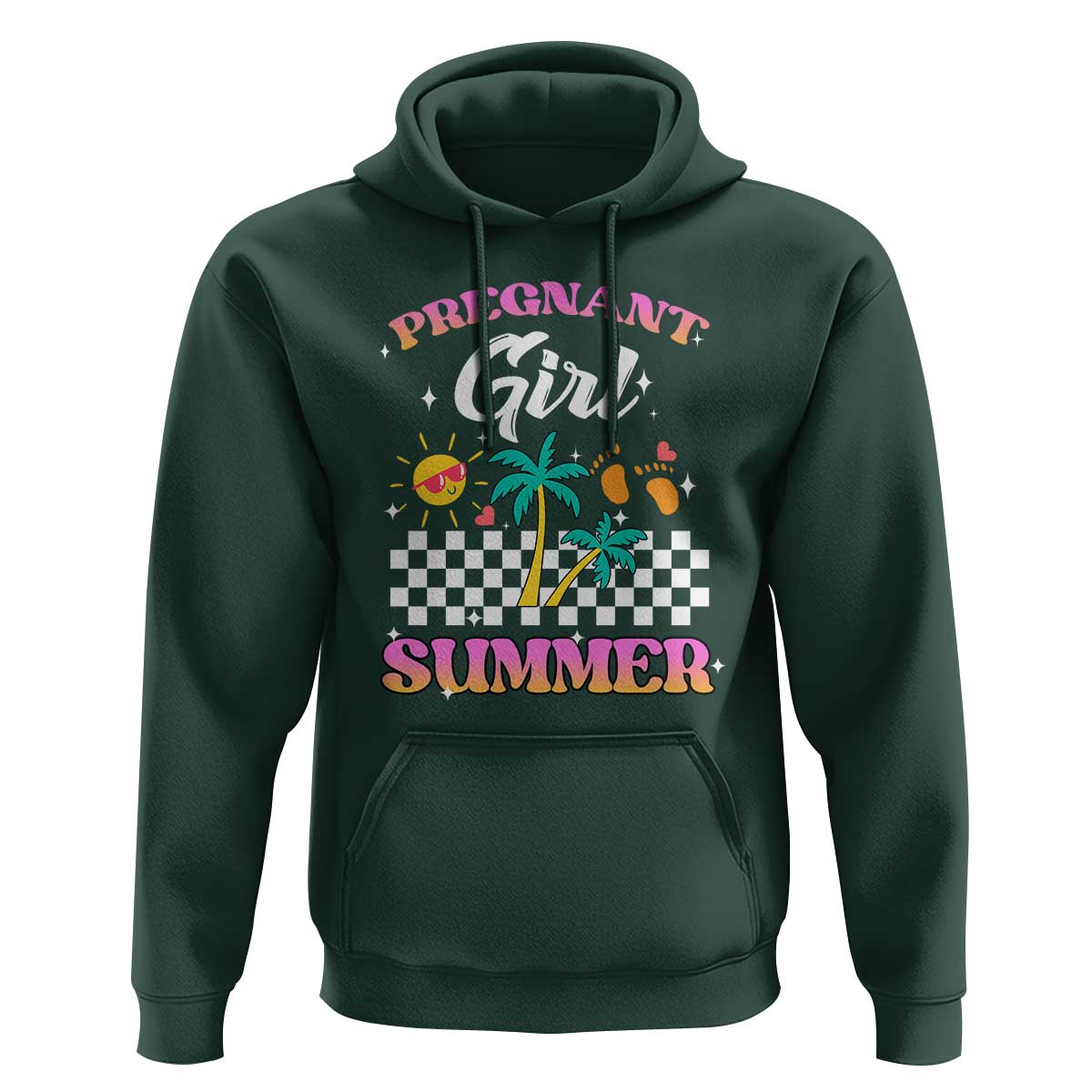 Pregnant Girl Summer Hoodie Funny Baby Announcement Retro Vintage - Wonder Print Shop