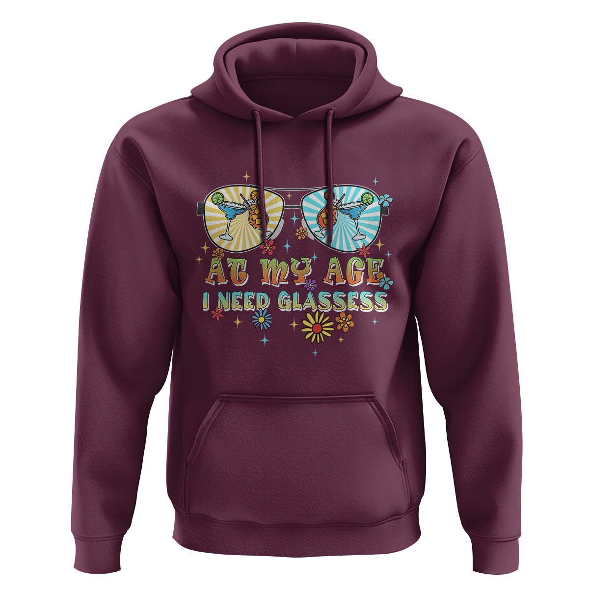 Funny Drinking Hoodie At My Age I Need Glasses Retro Vinatge - Wonder Print Shop
