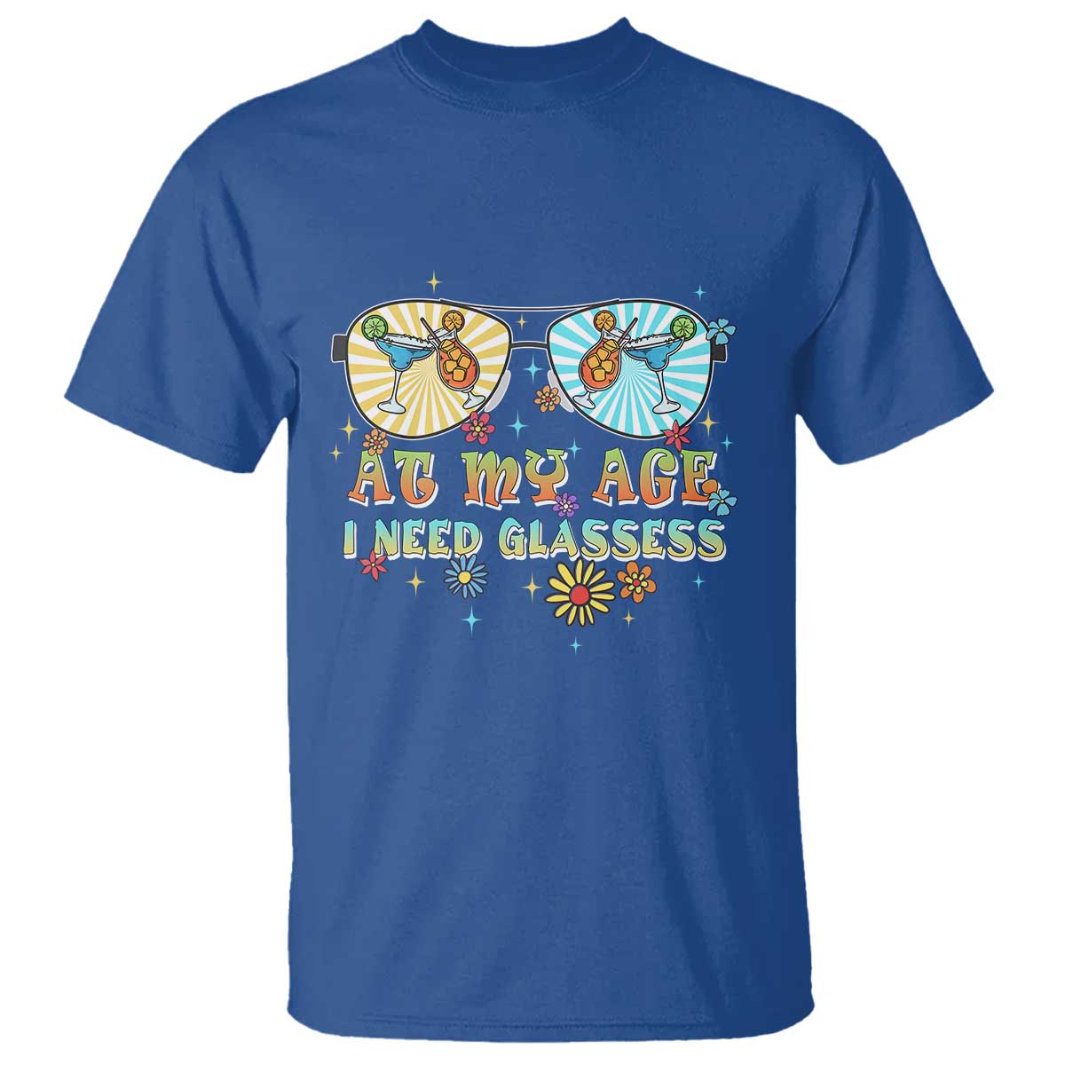Funny Drinking T Shirt At My Age I Need Glasses Retro Vinatge - Wonder Print Shop