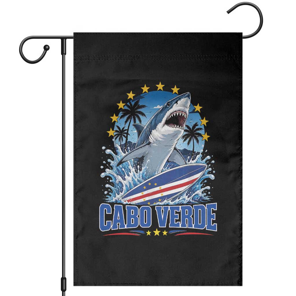 Cabo Verde Surfing Blue Shark Surfboard Garden Flag Cape Verde Flag Tropical Ocean Wave