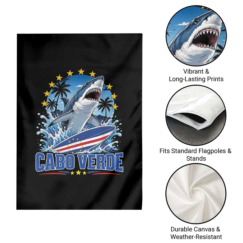 Cabo Verde Surfing Blue Shark Surfboard Garden Flag Cape Verde Flag Tropical Ocean Wave