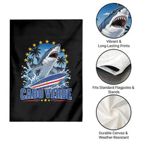 Cabo Verde Surfing Blue Shark Surfboard Garden Flag Cape Verde Flag Tropical Ocean Wave