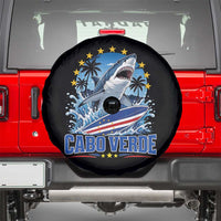 Cabo Verde Surfing Blue Shark Surfboard Spare Tire Cover Cape Verde Flag Tropical Ocean Wave