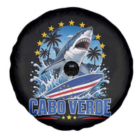 Cabo Verde Surfing Blue Shark Surfboard Spare Tire Cover Cape Verde Flag Tropical Ocean Wave