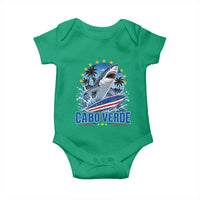 Cabo Verde Surfing Blue Shark Surfboard Baby Onesie Cape Verde Flag Tropical Ocean Wave