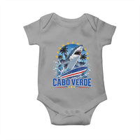 Cabo Verde Surfing Blue Shark Surfboard Baby Onesie Cape Verde Flag Tropical Ocean Wave