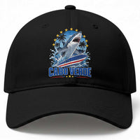 Cabo Verde Surfing Blue Shark Surfboard Baseball Cap Cape Verde Flag Tropical Ocean Wave