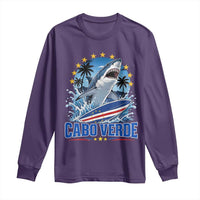 Cabo Verde Surfing Blue Shark Surfboard Long Sleeve Shirt Cape Verde Flag Tropical Ocean Wave