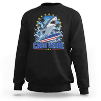 Cabo Verde Surfing Blue Shark Surfboard Sweatshirt Cape Verde Flag Tropical Ocean Wave