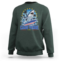 Cabo Verde Surfing Blue Shark Surfboard Sweatshirt Cape Verde Flag Tropical Ocean Wave