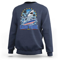 Cabo Verde Surfing Blue Shark Surfboard Sweatshirt Cape Verde Flag Tropical Ocean Wave