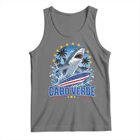 Cabo Verde Surfing Blue Shark Surfboard Tank Top Cape Verde Flag Tropical Ocean Wave