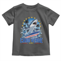 Cabo Verde Surfing Blue Shark Surfboard Toddler T Shirt Cape Verde Flag Tropical Ocean Wave