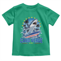 Cabo Verde Surfing Blue Shark Surfboard Toddler T Shirt Cape Verde Flag Tropical Ocean Wave