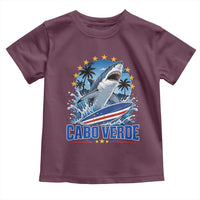 Cabo Verde Surfing Blue Shark Surfboard Toddler T Shirt Cape Verde Flag Tropical Ocean Wave