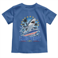 Cabo Verde Surfing Blue Shark Surfboard Toddler T Shirt Cape Verde Flag Tropical Ocean Wave