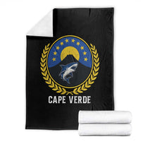 Cape Verde Volcano Blue Sharks Gold Laurel Crest Graphic Throw Blanket Retro Cabo Verde Heritage Pride