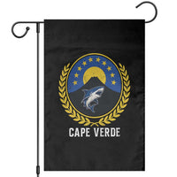 Cape Verde Volcano Blue Sharks Gold Laurel Crest Graphic Garden Flag Retro Cabo Verde Heritage Pride