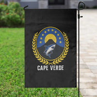 Cape Verde Volcano Blue Sharks Gold Laurel Crest Graphic Garden Flag Retro Cabo Verde Heritage Pride
