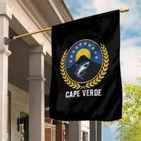 Cape Verde Volcano Blue Sharks Gold Laurel Crest Graphic Garden Flag Retro Cabo Verde Heritage Pride