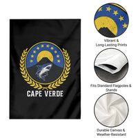 Cape Verde Volcano Blue Sharks Gold Laurel Crest Graphic Garden Flag Retro Cabo Verde Heritage Pride