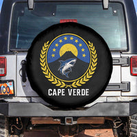 Cape Verde Volcano Blue Sharks Gold Laurel Crest Graphic Spare Tire Cover Retro Cabo Verde Heritage Pride