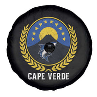 Cape Verde Volcano Blue Sharks Gold Laurel Crest Graphic Spare Tire Cover Retro Cabo Verde Heritage Pride