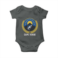 Cape Verde Volcano Blue Sharks Gold Laurel Crest Graphic Baby Onesie Retro Cabo Verde Heritage Pride