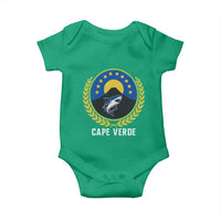 Cape Verde Volcano Blue Sharks Gold Laurel Crest Graphic Baby Onesie Retro Cabo Verde Heritage Pride