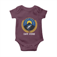 Cape Verde Volcano Blue Sharks Gold Laurel Crest Graphic Baby Onesie Retro Cabo Verde Heritage Pride