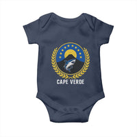 Cape Verde Volcano Blue Sharks Gold Laurel Crest Graphic Baby Onesie Retro Cabo Verde Heritage Pride
