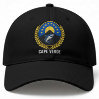 Cape Verde Volcano Blue Sharks Gold Laurel Crest Graphic Baseball Cap Retro Cabo Verde Heritage Pride