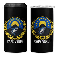 Cape Verde Volcano Blue Sharks Gold Laurel Crest Graphic 4 in 1 Can Cooler Tumbler Retro Cabo Verde Heritage Pride