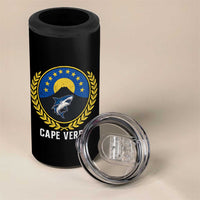 Cape Verde Volcano Blue Sharks Gold Laurel Crest Graphic 4 in 1 Can Cooler Tumbler Retro Cabo Verde Heritage Pride